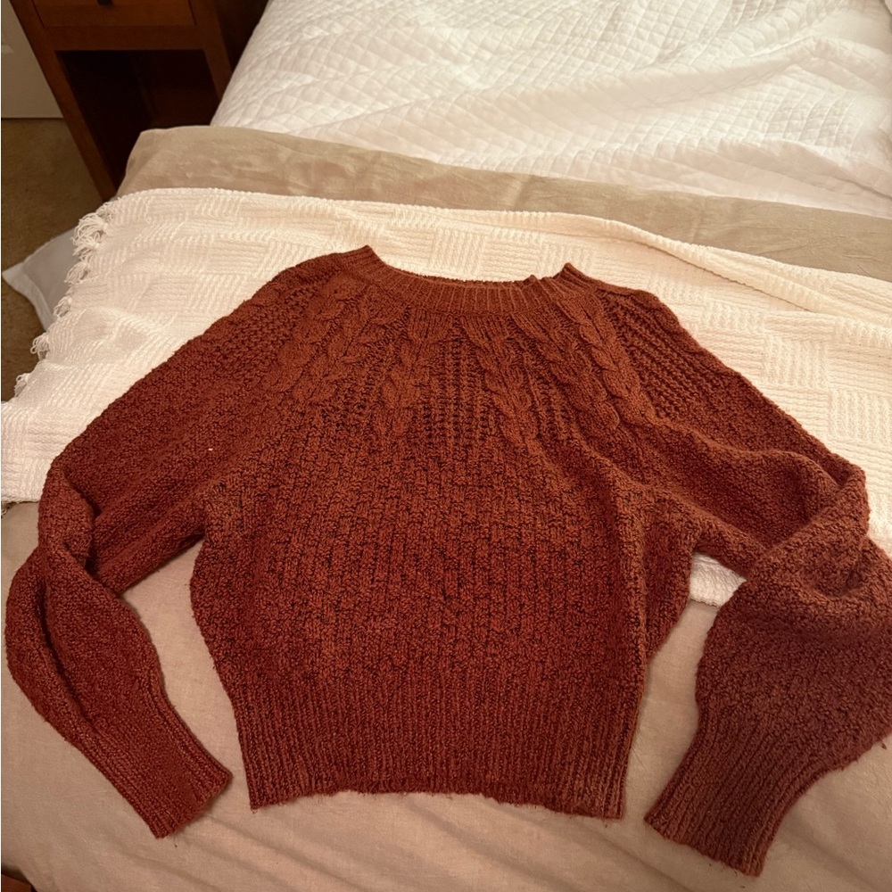 American Eagle Outfitters Rust Cable Knit Sweater